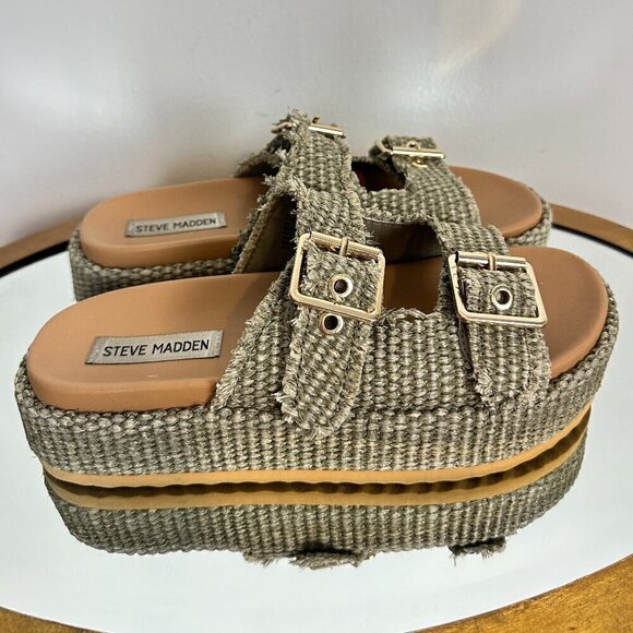 STEVE MADDEN Karrigan Womens Platform Sandals in Olive Size US 8 - Picture 7 of 10
